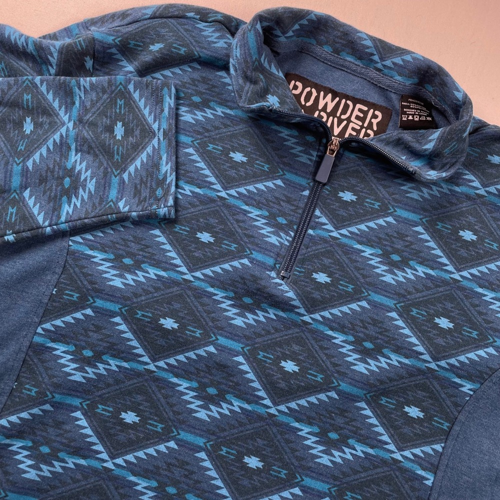 Powder River Outfitters Womens Blue Southwestern Quarter Zip Pullover PRM091RZXR